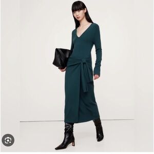 Banana Republic Teal Blue Sculpted Tie-Front Midi Dress Size M